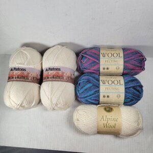 Lot 5 Skeins Lion Brand Patons Wool Discontinued Aran Worsted Bulky Weight Yarn